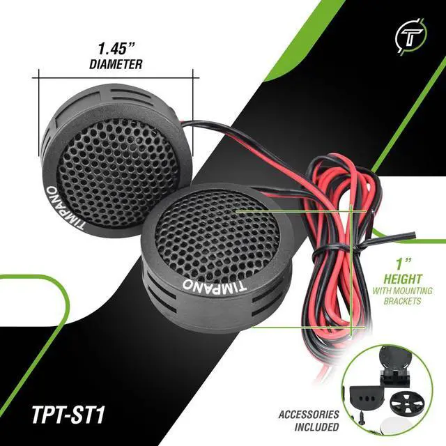 Alt view image 4 of 7 - TPT-ST1 Dome Tweeter, 1 Inch Tweeter Set for Car Audio, Angle or Surface Mount Tweeters, 4 Ohm Soft Dome 180 Watts for Pro Car Audio (Pair)