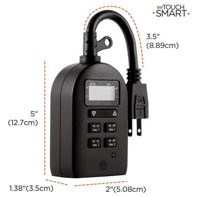 Alt view image 7 of 7 - Indoor/Outdoor Plug-in Digital Timer, One Grounded Outlet, Two Easy-to-Set Custom Daily On/Off Times, Weather Resistant, Ideal for Small Pumps and Seasonal Lighting, 36027