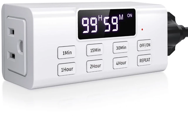 Main image of Indoor Countdown Timer Outlet, Auto Shut Off Timers with Large Screen,Customize Countdown,Repeat and Memory Function, Plug In Timers for Electrical Outlet for Charger Lights, 3-Prong 15A/1875W