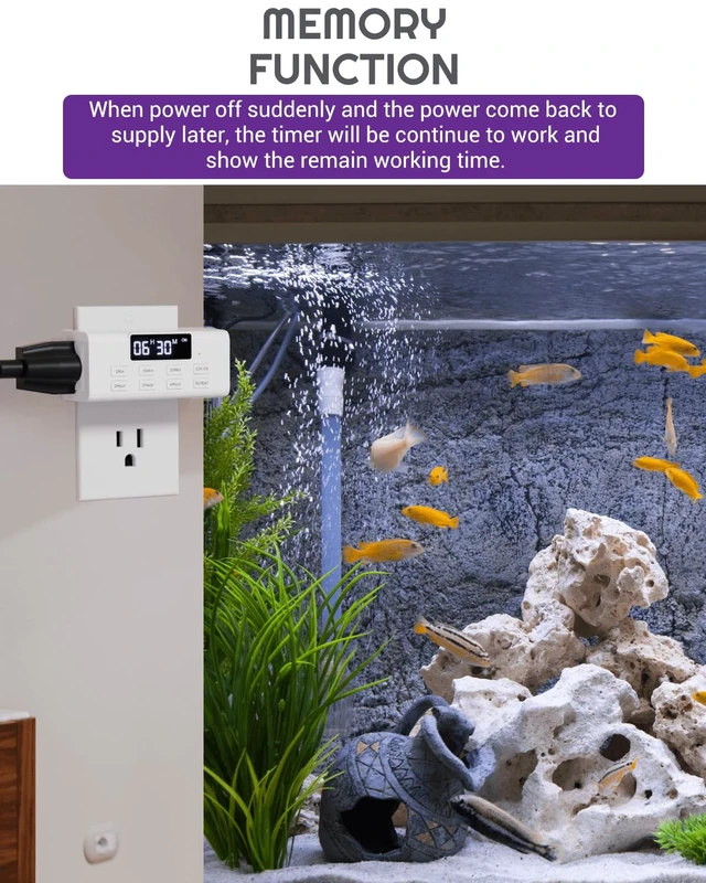 Alt view image 6 of 7 - Indoor Countdown Timer Outlet, Auto Shut Off Timers with Large Screen,Customize Countdown,Repeat and Memory Function, Plug In Timers for Electrical Outlet for Charger Lights, 3-Prong 15A/1875W