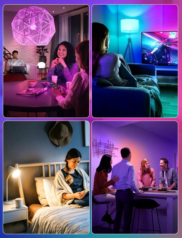 Alt view image 7 of 7 - Smart A19 LED Light Bulbs, 60W Equivalent 800LM Color Changing E26 9W Bluetooth Light Bulbs with Remote Control, 16 Million DIY Colors RGBWW, Music Sync, 2-Pack