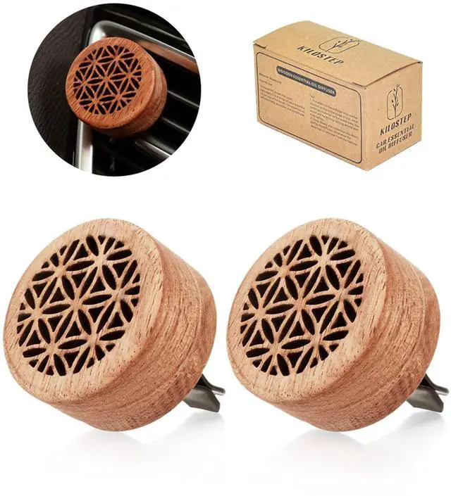 Main image of Essential Oil Car Diffuser, 2 PCS Car Aromatherapy Wood Diffuser with Vent Clip
