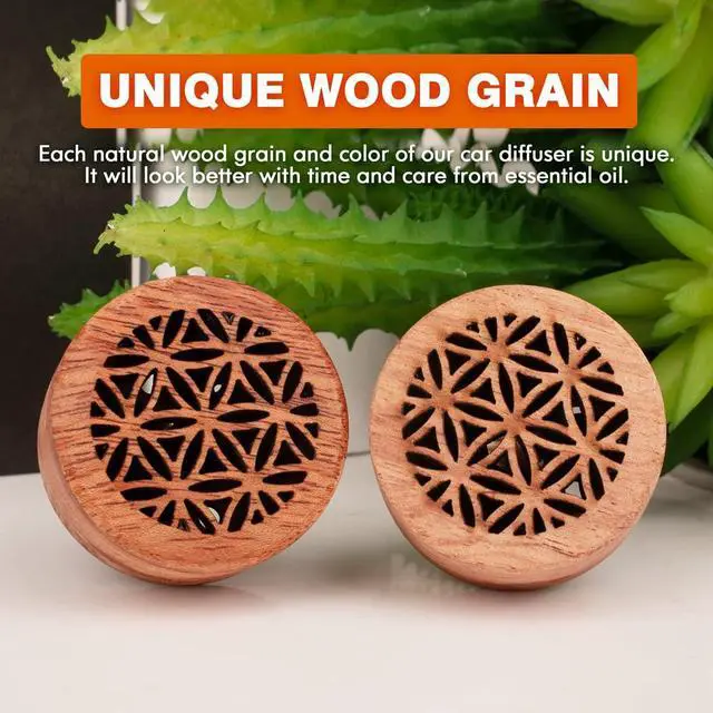 Alt view image 3 of 6 - Essential Oil Car Diffuser, 2 PCS Car Aromatherapy Wood Diffuser with Vent Clip