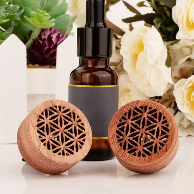 Alt view image 6 of 6 - Essential Oil Car Diffuser, 2 PCS Car Aromatherapy Wood Diffuser with Vent Clip