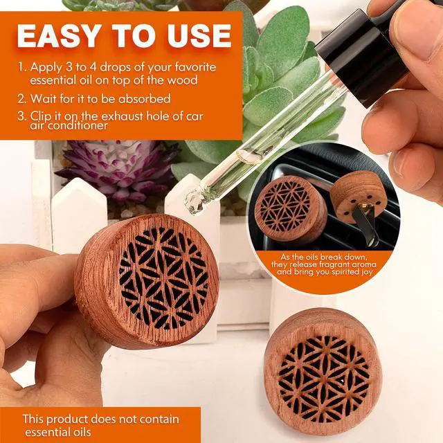 Alt view image 4 of 6 - Essential Oil Car Diffuser, 2 PCS Car Aromatherapy Wood Diffuser with Vent Clip
