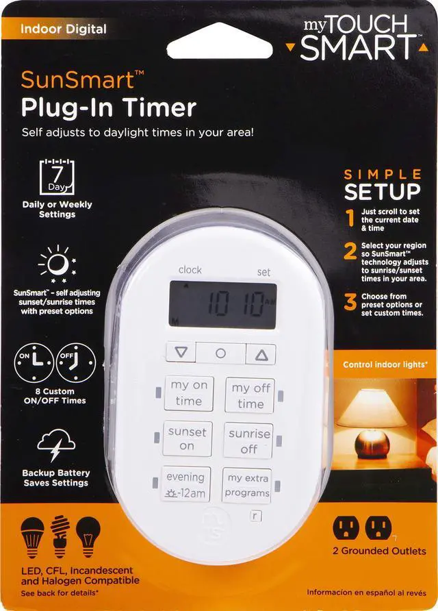 Alt view image 7 of 7 - Plug-in Digital Timer, 2 Grounded Outlets, White