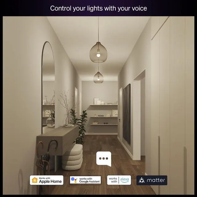 Alt view image 5 of 7 - Essential Smart LED A19 Bulb, White and Color Ambiance, E26 Base, 8.8W, 2200K-6500K, 800 Lumens, Dimmable, Works with Alexa, Google, and Apple Home, 1-Pack