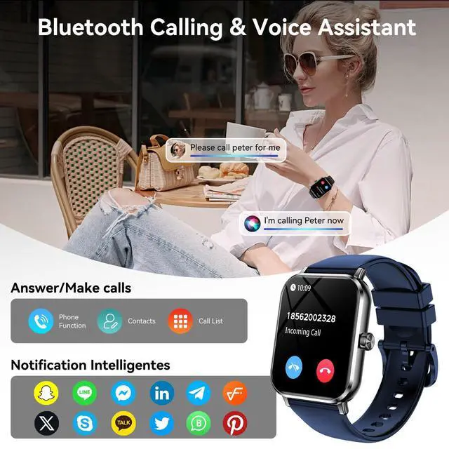 Alt view image 4 of 7 - Smart Watch for Men Women, 1.83" HD Touch Screen Smartwatch with Bluetooth Call, 5 ATM Waterproof, 130+ Sport Modes Fitness Tracker Heart Rate Sleep Monitor Pedometer, Compatible with Android iPhone