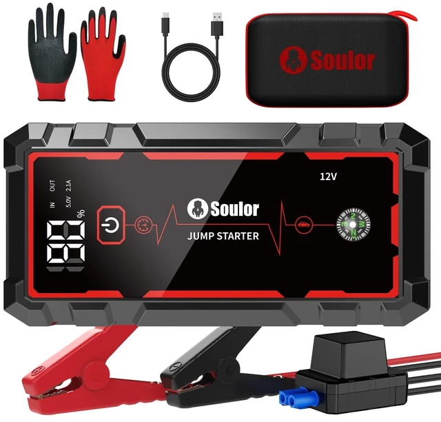 Main image of Jump Starter Battery Jumper Starter Portable Car Battery Jump Starter 5000A | Jump Box with 3 Modes Flashlight, Compass, Power Bank, Gloves and 12V Jumper Cable Up to 10.0L Gas and 10.0L Diesel