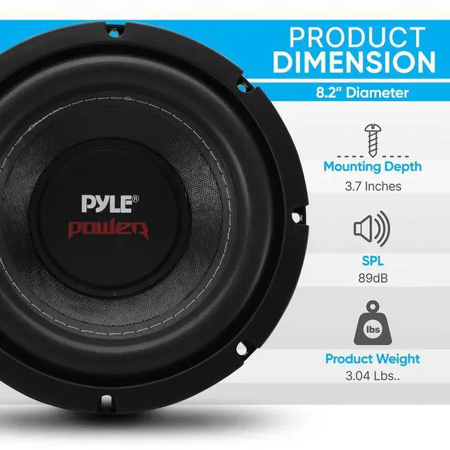 Alt view image 2 of 7 - 8" Car Subwoofer Speaker - 800 Watt Dual 4 Ohm Voice Coil, Treated Foam Surround, Non-Pressed Paper Cone, 60oz Magnet - Powerful Vehicle Audio Bass Woofer for Car Stereo Systems - PLPW8D (Black)