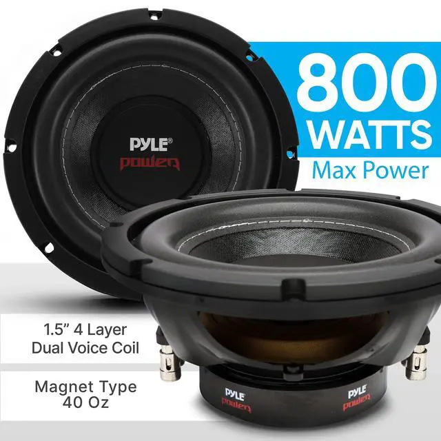 Alt view image 3 of 7 - 8" Car Subwoofer Speaker - 800 Watt Dual 4 Ohm Voice Coil, Treated Foam Surround, Non-Pressed Paper Cone, 60oz Magnet - Powerful Vehicle Audio Bass Woofer for Car Stereo Systems - PLPW8D (Black)
