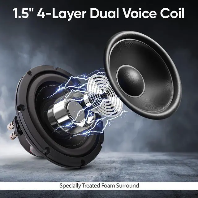 Alt view image 6 of 7 - 8" Car Subwoofer Speaker - 800 Watt Dual 4 Ohm Voice Coil, Treated Foam Surround, Non-Pressed Paper Cone, 60oz Magnet - Powerful Vehicle Audio Bass Woofer for Car Stereo Systems - PLPW8D (Black)
