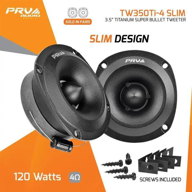 Alt view image 2 of 7 - Super Tweeters for Car Audio, 3.5 Inch Bullet Tweeter Pair 240 Watts, PRV Tweeter TW350Ti-4 Slim Titanium Bullet PRO Shallow Tweeters Speakers 4 Ohm - Ultra Slim Easy to Mount