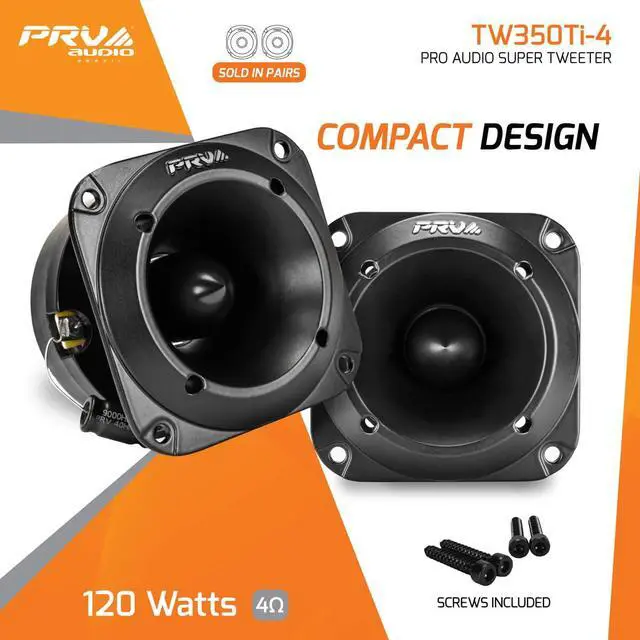 Alt view image 2 of 6 - TW350Ti-4 Car Audio Bullet Tweeters - 240 Watts, 3x3 Inch Titanium Tweeters for Car Audio - Easy to Mount (Pair)