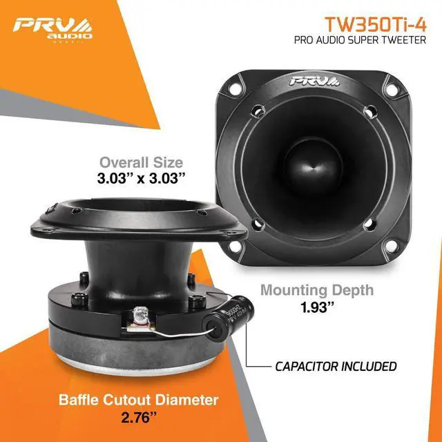 Alt view image 3 of 6 - TW350Ti-4 Car Audio Bullet Tweeters - 240 Watts, 3x3 Inch Titanium Tweeters for Car Audio - Easy to Mount (Pair)