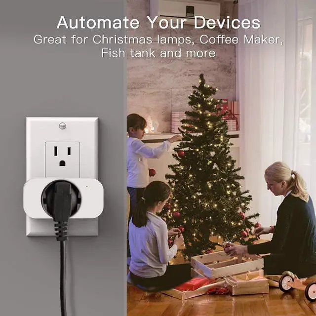 Alt view image 2 of 7 - Smart Plug, 2.4GHz 15 Amp WiFi Smart Outlet with Child Lock and Vacation Mode, Reliable WiFi Connection, Compatible with Alexa and Google Assistant, No Hub Required, Remote Control,1 Pack