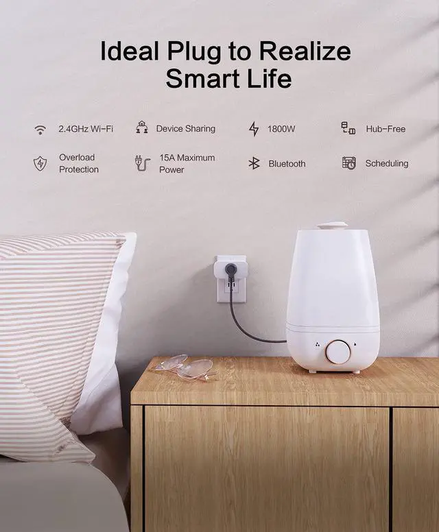 Alt view image 5 of 7 - 4 Pack Smart Plugs That Work with Alexa and Google Home, 7 Day Heavy Duty Programmable Timer, 1800W 15A WiFi Smart Outlet, Child Lock, Vacation Mode, Reliable WiFi Connection