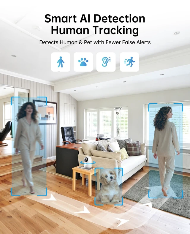 Alt view image 7 of 7 - 5MP Indoor WiFi Camera with Color Night Vision, No Subscription | 3K Resolution, 5G/2.4G Dual-Band Wi-Fi 6, Auto Tracking, Smart Night Light, 2-Way Audio, Person/Pet/Baby Crying Detection