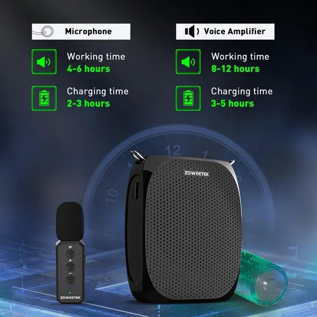 Alt view image 4 of 7 - Voice Amplifier with Wireless Lavalier Lapel Microphone for Teachers,2025 New Personal Microphone System,Portable Speaker Clip On Microphone,Mini Voice Amplifier for Speech, Meeting,Yoga