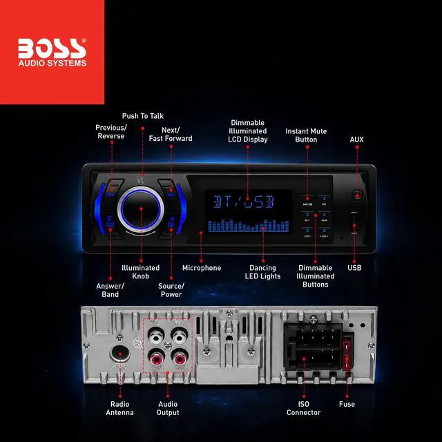 Alt view image 3 of 6 - 616UAB Car Stereo With Bluetooth - Single DIN, MP3, USB, Aux-in, AM/FM, No CD DVD Player