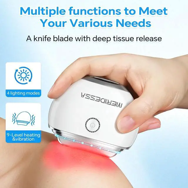 Alt view image 3 of 7 - Electric Gua Sha Facial Massager, Portable Face Massage Tool with LED Light, Gentle Heat & Vibration, Rechargeable Beauty Device for Daily Skincare Routine