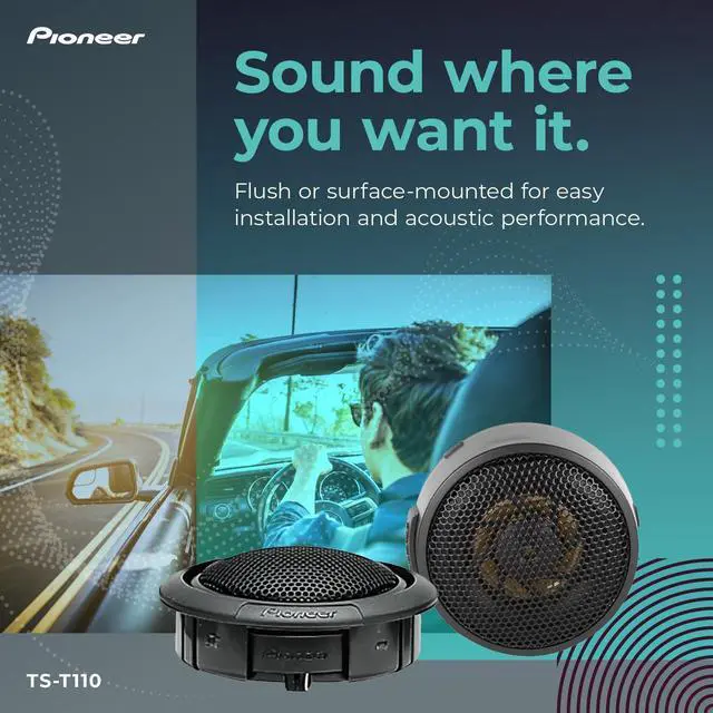Alt view image 3 of 6 - TS-T110 7/8 Tweeters (Pair) 120W Max, Crisp High-Frequency Detail, Easy Add-On for Clarity