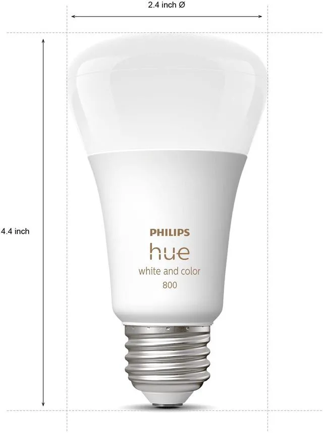 Alt view image 2 of 7 - Smart White and Color Ambiance 60W A19 Light Bulb, 2-Pack Indoor Smart Light Bulb, Use with Hue App, Works with Alexa, Google Assistant and Apple HomeKit