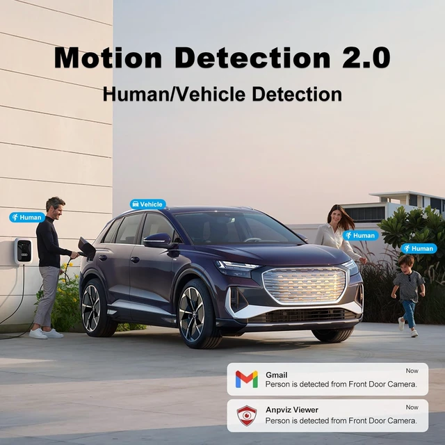Alt view image 2 of 7 - Anpviz 5MP PoE IP Camera, Turret Wired Security Camera Outdoor | with Audio, Human Vehicle Detection, Smart Color Night Vision, Metal Turret, 5MP@20fps, 114° FOV, WDR, IP67, IPC-D3053WD-S