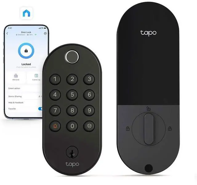 Main image of Smart Wi-Fi Deadbolt Door Lock - Fingerprint Recognition, Keyless Tactile Buttons & in-App Monitoring, Auto-Lock, IP54, BHMA Certified, Compatible with Standard Door Sizes, Tapo DL105