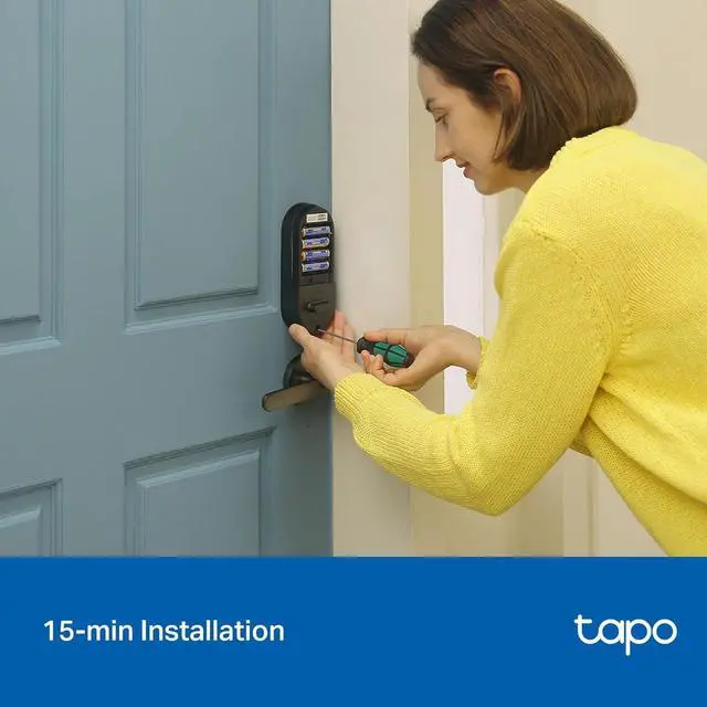 Alt view image 6 of 7 - Smart Wi-Fi Deadbolt Door Lock - Fingerprint Recognition, Keyless Tactile Buttons & in-App Monitoring, Auto-Lock, IP54, BHMA Certified, Compatible with Standard Door Sizes, Tapo DL105