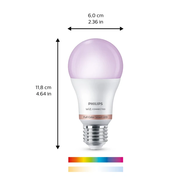 Alt view image 2 of 7 - Smart LED Full Color Light Bulb 4-Pack, A19 60W 800LM E26 Indoor, Sunset to Sunrise Automation + Motion Detection + Control with Voice or App, Matter Compatible