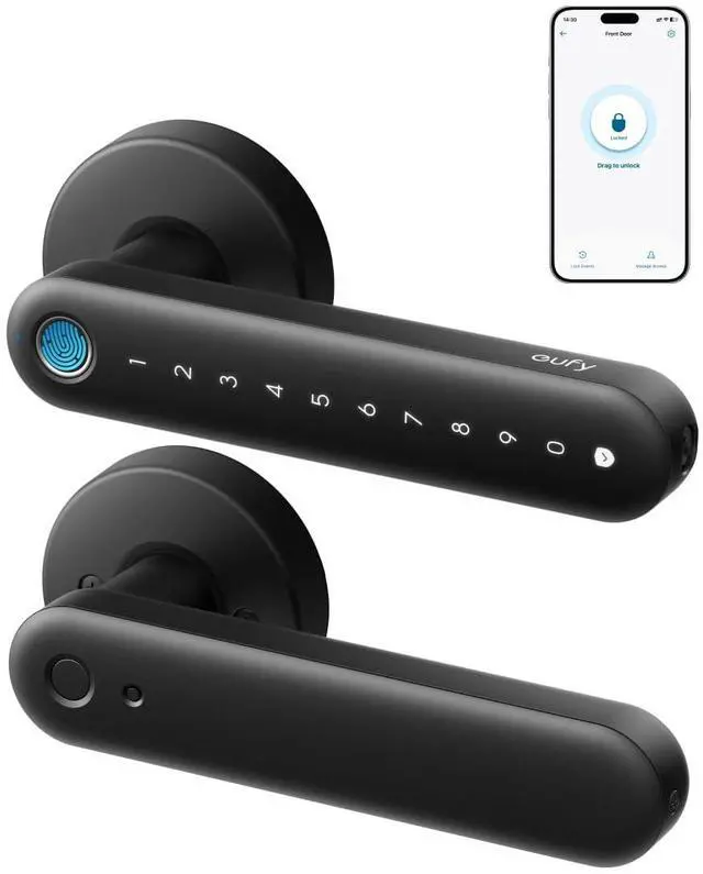 Main image of Smart Lock FamiLock C32, Fingerprint Keyless Door Lock with Handle,Interior Doors, Built-in Wi-Fi (2.4 GHz Only), App Control, Auto Lock, 4 AA Batteries, Alexa/Google,Rekey Not Supported