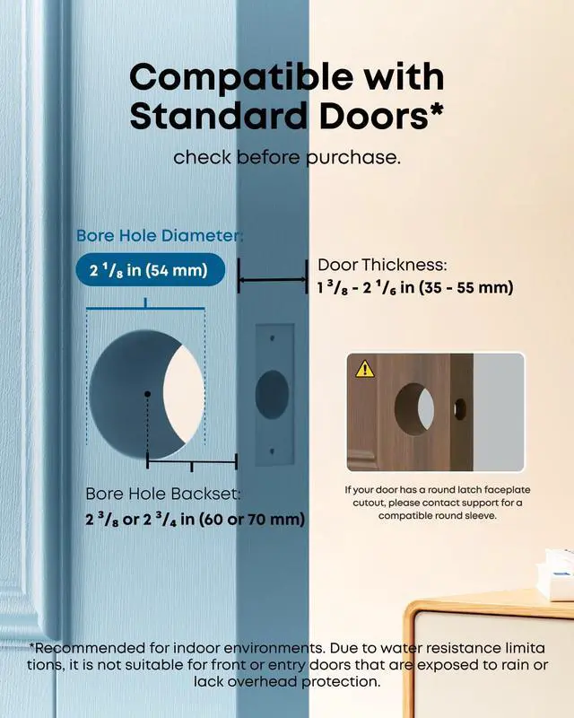 Alt view image 6 of 7 - Smart Lock FamiLock C32, Fingerprint Keyless Door Lock with Handle,Interior Doors, Built-in Wi-Fi (2.4 GHz Only), App Control, Auto Lock, 4 AA Batteries, Alexa/Google,Rekey Not Supported
