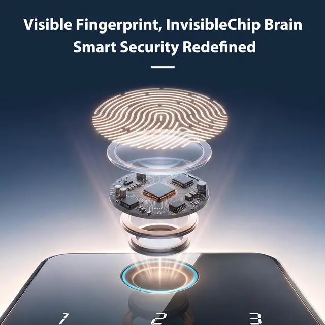 Alt view image 6 of 7 - Keyless Entry Door Lock, Smart Lock with App Control, Fingerprint Door Lock, Electronic Keypad Deadbolt, Auto & One Touch Lock | Digital Smart Door Locks | Easy Installation | IP54 Waterproof