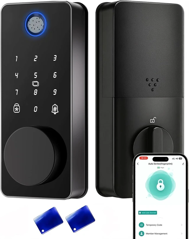 Main image of Fingerprint Keyless Entry Door Lock, Smart Deadbolt Lock App Control | Auto Lock, One-Time Password, Electronic Touchscreen Keypad, IP54 Waterproof, Easy Install