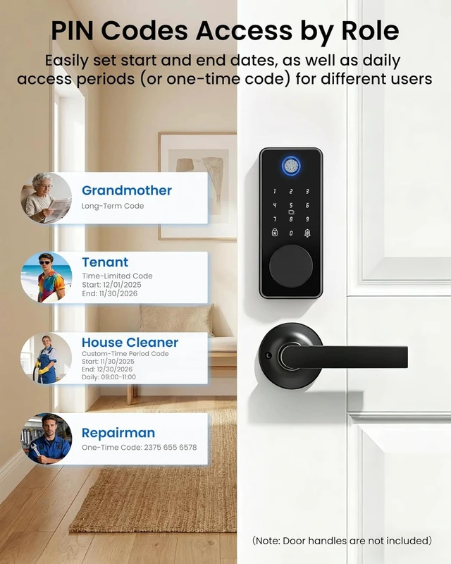 Alt view image 4 of 6 - Fingerprint Keyless Entry Door Lock, Smart Deadbolt Lock App Control | Auto Lock, One-Time Password, Electronic Touchscreen Keypad, IP54 Waterproof, Easy Install