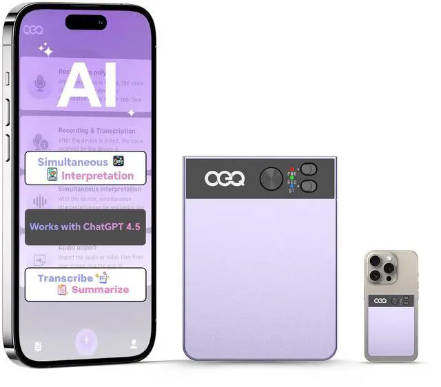 Main image of AI Voice Recorder with Simultaneous Interpretation & Real-timeTranscription,64G Recording Memory AI Speech Processor Powered by ChatGPT with App Control for Business/Education/Interviews, Purple