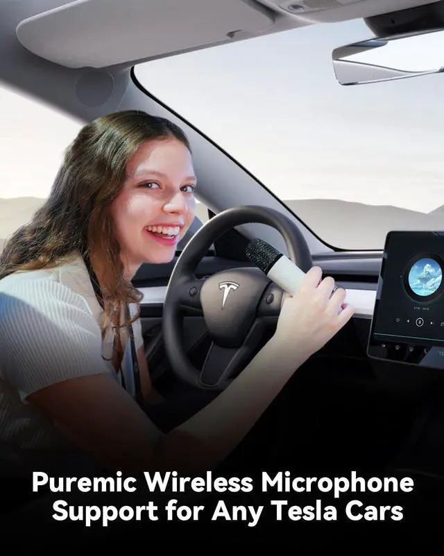 Alt view image 3 of 7 - Tesla Karaoke Microphone for Tesla with Portable Case, Car Karaoke Microphone with USB A Receiver for Tesla Model Y/3/S/X, Wireless Singing Mic with 3.5mm Jack for Cars, Speakers (2 Mics+1 Case)