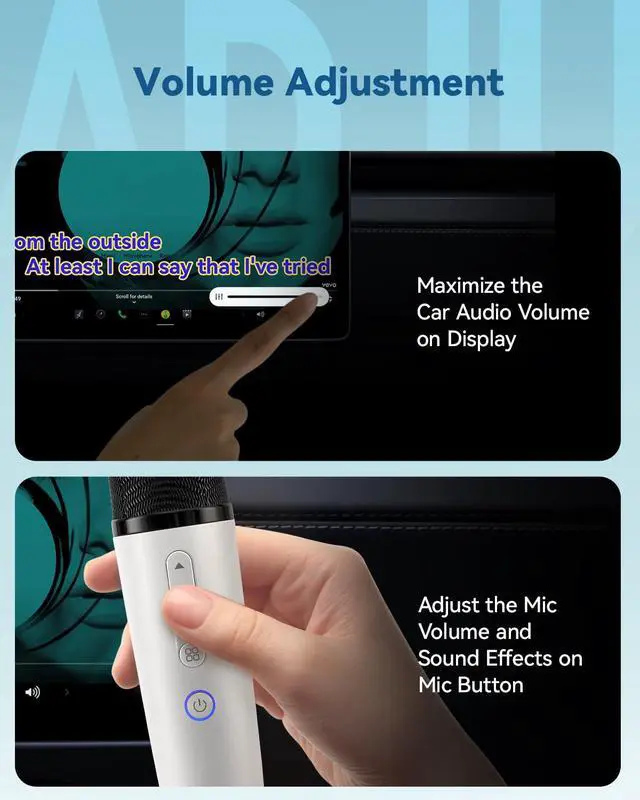 Alt view image 6 of 7 - Tesla Karaoke Microphone for Tesla with Portable Case, Car Karaoke Microphone with USB A Receiver for Tesla Model Y/3/S/X, Wireless Singing Mic with 3.5mm Jack for Cars, Speakers (2 Mics+1 Case)