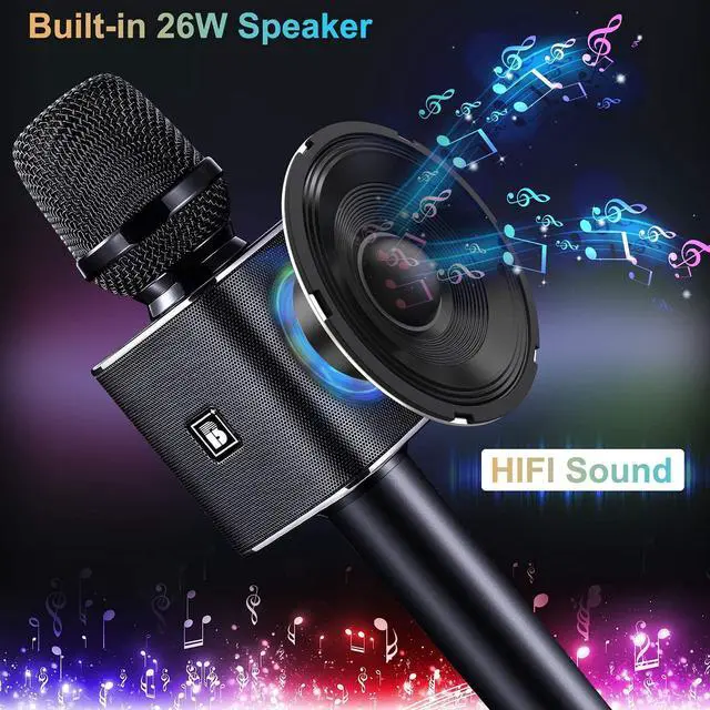 Alt view image 2 of 7 - Karaoke Microphone, Portable Wireless Bluetooth Karaoke Mic for Adults&Kids Car Home Outdoor Party, Karaoke Machine for PC/All Smartphone G50 Black 2025