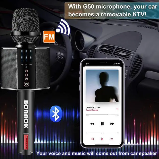 Alt view image 3 of 7 - Karaoke Microphone, Portable Wireless Bluetooth Karaoke Mic for Adults&Kids Car Home Outdoor Party, Karaoke Machine for PC/All Smartphone G50 Black 2025