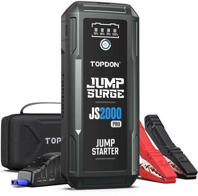 Main image of JS2000Pro Jump Starter, 2000A, Boost Mode, 8L Gas/6L Diesel Engines | Up to 40 Jump Starts, 300-Lumen LED Flashlight, 10 Safety Protections,Portable Power Bank, EVA Carrying Case
