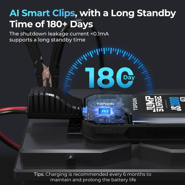 Alt view image 4 of 7 - JS2000Pro Jump Starter, 2000A, Boost Mode, 8L Gas/6L Diesel Engines | Up to 40 Jump Starts, 300-Lumen LED Flashlight, 10 Safety Protections,Portable Power Bank, EVA Carrying Case