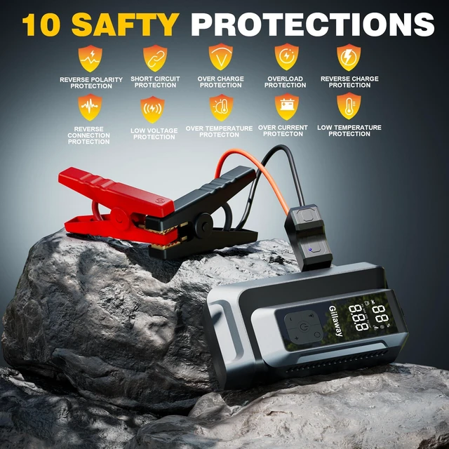Alt view image 4 of 7 - Jump Starter 6000A Car Jumper Starter Portable with 150PSI Tire Inflator, Battery Jumper Starter Portable, Air Compressor, Flashlight