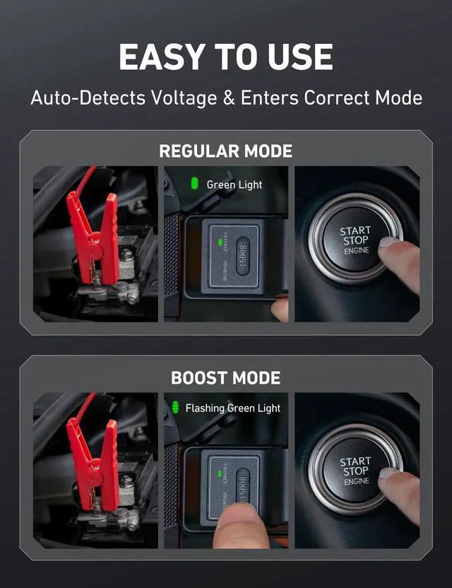 Alt view image 7 of 7 - S8 Car Battery Jump Starter 1500A Portable 12V Lithium Jump Box with 3 Mode Flashlight, Power Bank & Smart Jumper Cables - for 6.0L Gas and 3.0L Diesel Engines