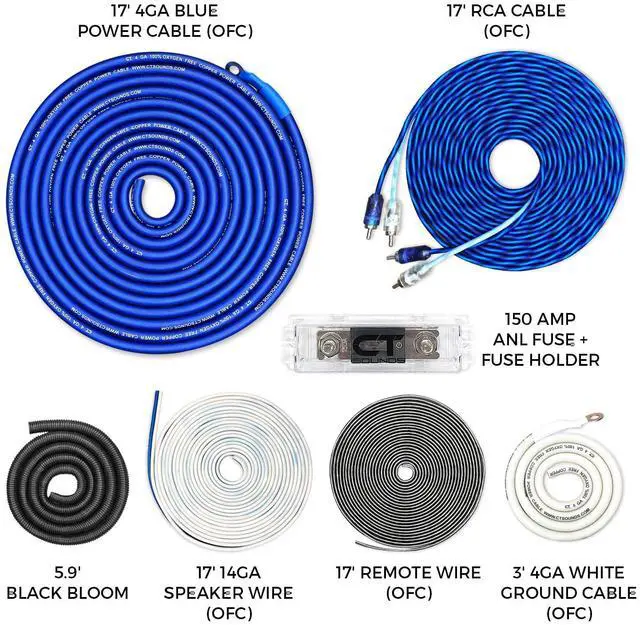 Alt view image 6 of 6 - 4 Gauge OFC Complete Amp Wiring Install Kit, AMPKIT-4GA-ELITE