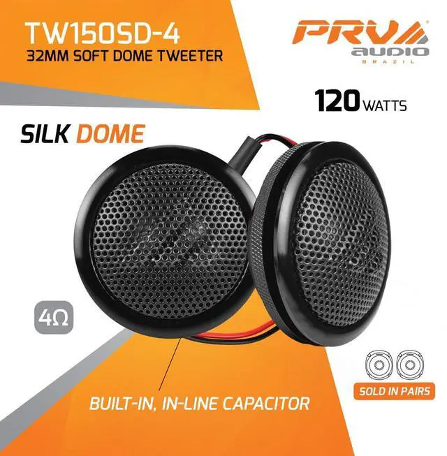 Alt view image 2 of 7 - Soft Dome Tweeters 240 Watts 4 Ohm TW150SD-4 with Built-in Crossover, 32 mm Silk Dome, Neodymium Magnet for Car Audio and Motorcycle Systems Easy Flush Mount (Pair)