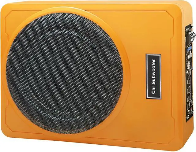 Main image of 10 Inch 1200W Orange Car Subwoofer,Slim Under Seat Car Subwoofer Powered, High/Low Level Input, Car/Truck Car Audio Subwoofer Sub Built in Amplifier