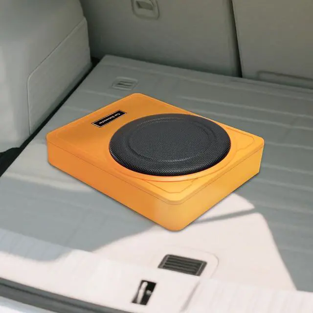 Alt view image 5 of 7 - 10 Inch 1200W Orange Car Subwoofer,Slim Under Seat Car Subwoofer Powered, High/Low Level Input, Car/Truck Car Audio Subwoofer Sub Built in Amplifier