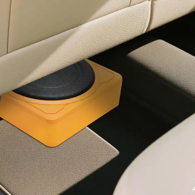 Alt view image 6 of 7 - 10 Inch 1200W Orange Car Subwoofer,Slim Under Seat Car Subwoofer Powered, High/Low Level Input, Car/Truck Car Audio Subwoofer Sub Built in Amplifier